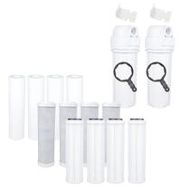 Kit Filtro Cavalete Caixa Agua 2 Carcaças 12 Refis Micra 5 Branco N/a