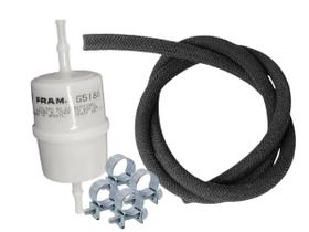 Kit Filtro Combustível Universal Mangueira 1 metro + Abraç.