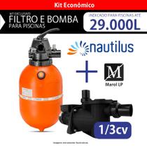 Kit Filtro F350p Nautilus E Bomba 1/3cv Para Piscinas