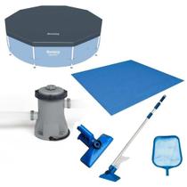 Kit Filtro Litros-hora 110v + Capa 305 Estrutural + Forro + Kit Limpeza Bestway