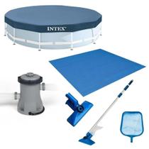 Kit Filtro Litros-hora 110v + Capa 305 Estrutural + Forro + Kit Limpeza Intex