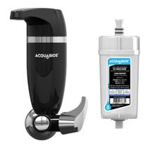 Kit Filtro Purificador de Agua Premium Parede Acquabios 1006-0041 Preto + 1 Refil Extra 1005-0019