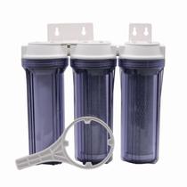 Kit Filtro Triplo BBI 9.3/4" Transparente PT230TR para Fabricação de Cerveja Artesanal Estágios de Filtragem em Polipropileno e Carbon Block + Chave (
