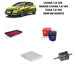 Kit filtros revisão nissan grand livina tiida 1.8 2009