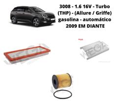 Kit filtros revisão peugeot 3008 1.6 2009 em diante