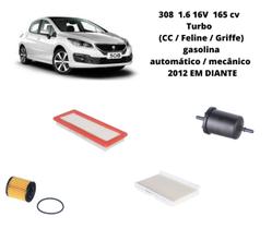 Kit filtros revisão peugeot 308 1.6 thp turbo