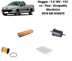 Kit filtros revisão peugeot hoggar 1.6 16v 2010 diante