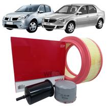 Kit Filtros Wega Renault Logan Sandero 1.6 8v 2008 Até 2012