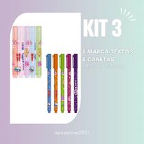 Kit Fini Material escolar volta as aulas marca texto com cheiro de fini doce caneta borracha escola presente