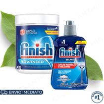 Kit Finish Detergente em Pó 450g e Secante 250ml para Lava Louças Original Limpeza e Secagem Rápida