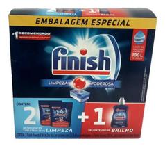 Kit Finish Lava Louça 2 Detergentes Powerball + 1 Secante