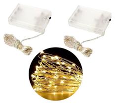 Kit Fio de Fada Micro LED Pilha 50 Lâmpadas Branco Quente Fixa 5 metros 2 Unidades - Master Christmas