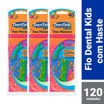 Kit Fio Dental Kids Dentek Fun Flossers 120 unidades