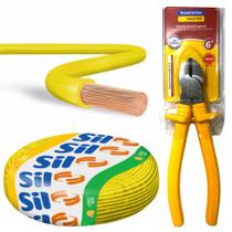 Kit Fio Flexível 6mm Amarelo Sil 100m + Alicate Corte Diagonal 6" Pol Tramontina Kit Fio Flexível 6mm Amarelo Sil 100m + Alicate Corte Diagonal 6" Pol Tramontina