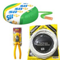 Kit FIo Flexivel Verde Sil 4mm + Passa Fio 20M + Alicate Tramontina 6" Polegadas