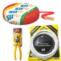 Kit FIo Flexivel Vermelho Sil 4mm + Passa Fio 20M + Alicate Tramontina 6" Polegadas
