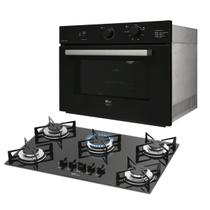 Kit Fischer: Forno a Gás Infinity 50 Litros e Cooktop 5B Mesa Vidro