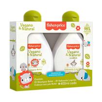Kit Fisher Price Vegano & Natural Shampoo Bebê 400ml + Sabonete Liquido Cabeça aos Pés 400ml