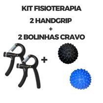 KIT Fisioterapia 4 PEÇAS - Hand Grip C/ Mola Ajustável + Bolinha Com Cravo Anti-stress Relaxante