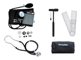 Kit Fisioterapia Com Esfigmo Esteto Martelo Goniômetro Bolsa