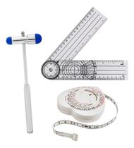 Kit Fisioterapia Goniômetro Grande + Trena Antropométrica + Martelo Buck