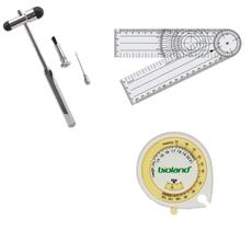 Kit Fisioterapia Goniômetro Grande + Trena + Martelo Buck