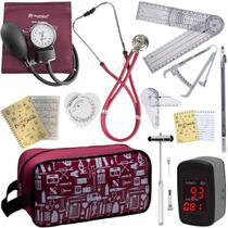 Kit Fisioterapia Necessaire Estampada Goniometro Martelo Buck Fita Imc Oxímetro Incoterm