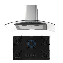 Kit Fit Line Fischer Coifa 90 cm e Cooktop 5B Trempe Iron Kit Fit Line Fischer Coifa 90 cm e Cooktop 5B Trempe Iron
