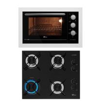 Kit Fit Line Fischer: Forno Elétrico Branco e Cooktop 4B Aramado