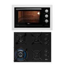 Kit Fit Line Fischer: Forno Elétrico Branco e Cooktop 4B Tripla Chama