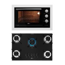 Kit Fit Line Fischer: Forno Elétrico Branco e Cooktop 5B Aramado