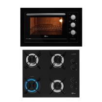 Kit Fit Line Fischer: Forno Elétrico Preto e Cooktop 4B Aramado