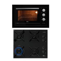 Kit Fit Line Fischer Forno Elétrico Preto e Cooktop 4B Trempe Iron Kit Fit Line Fischer Forno Elétrico Preto e Cooktop 4B Trempe Iron