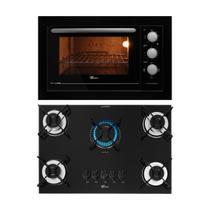 Kit Fit Line Fischer: Forno Elétrico Preto e Cooktop 5B Aramado Kit Fit Line Fischer: Forno Elétrico Preto e Cooktop 5B Aramado