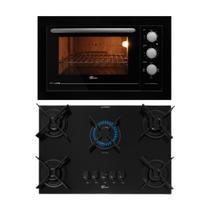 Kit Fit Line Fischer Forno Elétrico Preto e Cooktop 5B Trempe Iron Kit Fit Line Fischer Forno Elétrico Preto e Cooktop 5B Trempe Iron