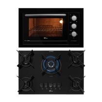 Kit Fit Line Fischer: Forno Elétrico Preto e Cooktop 5B Tripla Chama