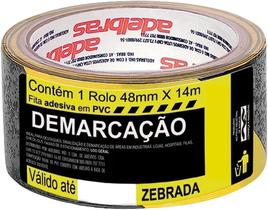 KIT FITA ADESIVA DEMARCAÇÃO SÓLO ZEBRADA 48mm X 14m C/ 12 - Adelbras