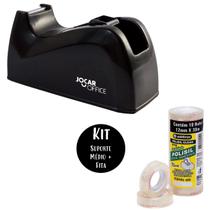 Kit Fita Adesiva + Suporte Médio Resistente Preto ideal para Lojas Comércio Escritório Home Office Embalagem Presentes Kit Fita Adesiva + Suporte Médio Resistente Preto ideal para Lojas Comércio Escritório Home Office Embalagem Presentes