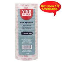 Kit Fita Adesiva Transparente 12mm X 30M Com 10 Unidades