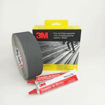 Kit Fita Antiderrapante Cinza 50x20m + 2 Vedador de Borda 3M