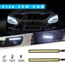Kit Fita Barra DRL Farol Aux LED Super Branco 12v 17cm Par
