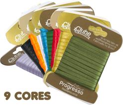 Kit Fita Cetim Duplo 4mm 9 Cores com 10 Metros Fitas Progresso