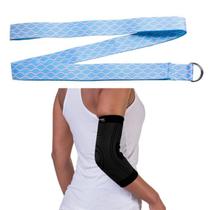 Kit Fita De Alongamento Yoga Pilates P/ Treino Com Cotoveleira Ortopedica Compressão Estabilizadora Elastica
