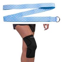 Kit Fita De Alongamento Yoga Pilates P/ Treino Com Joelheira Ortopedica Compressão Estabilizadora Elastica - Atrio