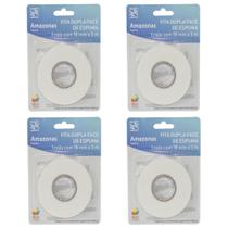 Kit Fita Dupla Face De Espuma 1,8 cm x 3 Metros Com 4 Rolos