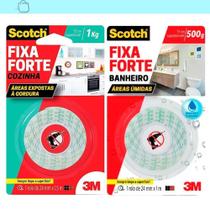 Kit Fita Dupla Face Fixa Forte Banheiro E Cozinha Scotch