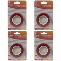 Kit Fita Dupla Face Super Forte 1,8 cm x 2 Metros 4 Unidades