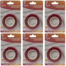 Kit Fita Dupla Face Super Forte 1,8 cm x 2 Metros 6 Unidades