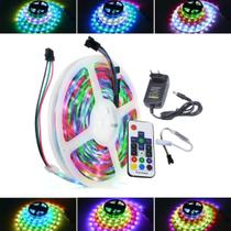 KIT Fita LED 2811 RGB 358 Efeitos 30 LEDs Silicone IP67 Prova Dágua 12V Controle + Fonte