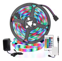 Kit fita led 5050 54l rgb 5m 12v c/ fonte e controle